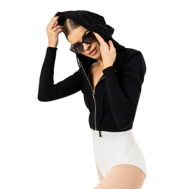 Bloch Cropped Knit Full Zip Hoodie, Damenhoodie mit Kapuze Bloch Cropped Knit Full Zip Hoodie, Damenhoodie mit Kapuze