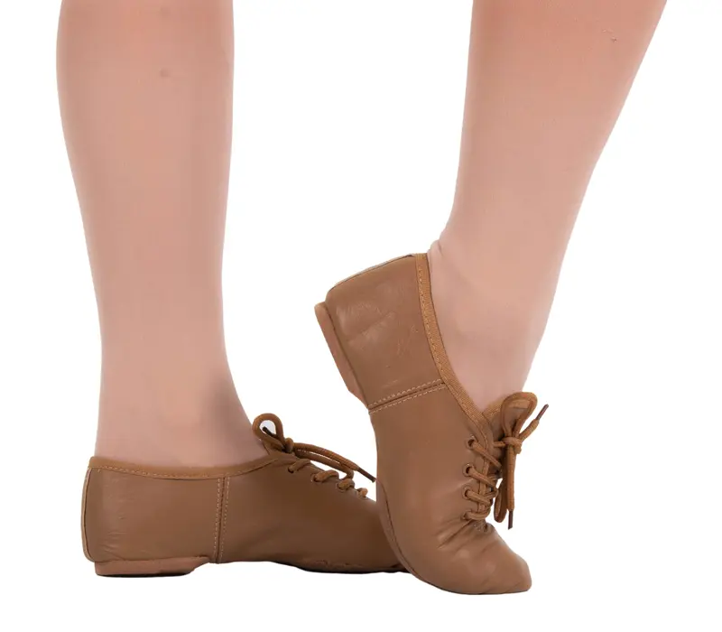 Dancee Economy Jazz, Kinder-Jazzschuhe aus Leder - Hautfarbe - tan