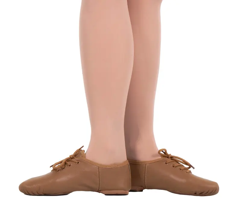Dancee Economy Jazz, Kinder-Jazzschuhe aus Leder - Hautfarbe - tan
