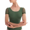 Dansez Vous Ophelia, Damen-Tanztrikot mit Netzärmeln - Olive