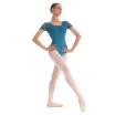 Dansez Vous Ophelia, Damen-Tanztrikot mit Netzärmeln - Modrá Denim Blue