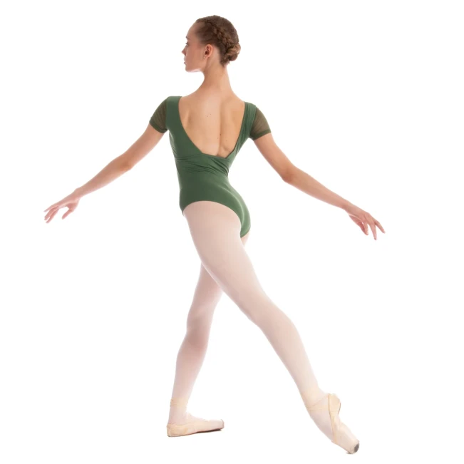Dansez Vous Ophelia, Damen-Tanztrikot mit Netzärmeln - Olive