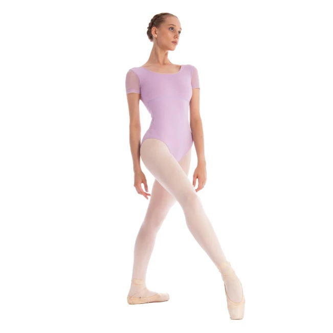 Dansez Vous Ophelia, Damen-Tanztrikot mit Netzärmeln - Modrá Denim Blue