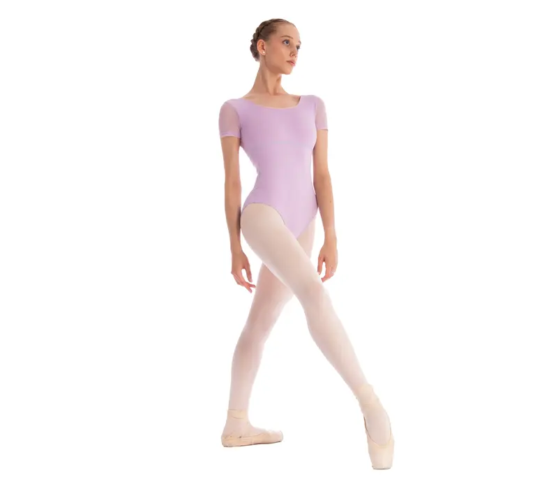 Dansez Vous Ophelia, Damen-Tanztrikot mit Netzärmeln - Modrá Denim Blue