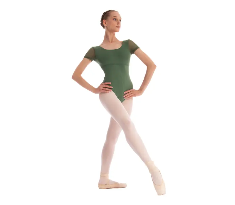 Dansez Vous Ophelia, Damen-Tanztrikot mit Netzärmeln - Olive