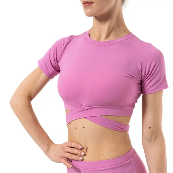 Benita, Damen-Top mit kurzen Ärmeln und Bindung Benita, Damen-Top mit kurzen Ärmeln und Bindung