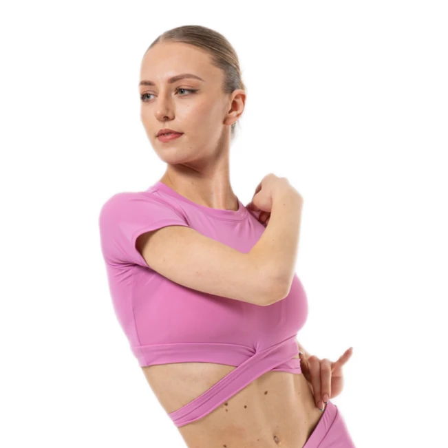Benita, Damen-Top mit kurzen Ärmeln und Bindung Benita, Damen-Top mit kurzen Ärmeln und Bindung