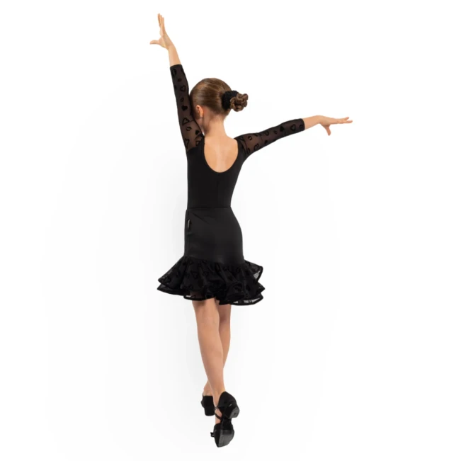 Grand Prix Danna Flocked Mesh, Body mit Netzärmeln für Mädchen Grand Prix Danna Flocked Mesh, Body mit Netzärmeln für Mädchen