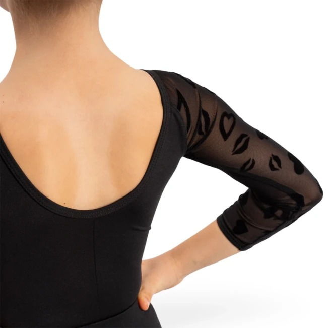Grand Prix Danna Flocked Mesh, Body mit Netzärmeln für Mädchen Grand Prix Danna Flocked Mesh, Body mit Netzärmeln für Mädchen