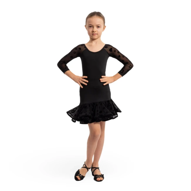 Grand Prix Danna Flocked Mesh, Body mit Netzärmeln für Mädchen Grand Prix Danna Flocked Mesh, Body mit Netzärmeln für Mädchen