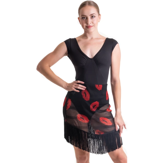 Kaia mesh, Netzrock mit Fransen - Lippen - Lips