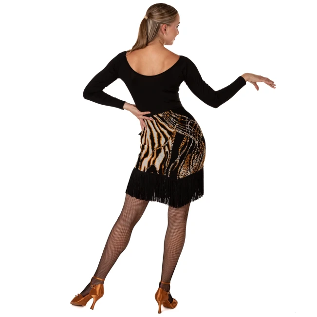 Kaia mesh, Netzrock mit Fransen - Leopard GP