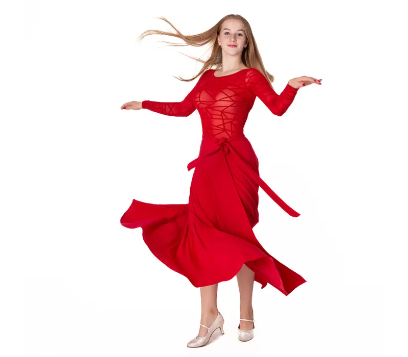 Karla Line, Damen-Latein-Body mit langen Ärmeln - Rot - red