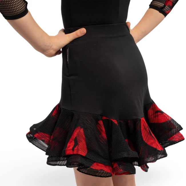 Ruby Lips, Rock mit Kussmundmuster für Mädchen - Rot/Schwarz Ruby Lips, Rock mit Kussmundmuster für Mädchen - Rot/Schwarz