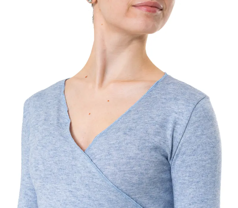 Capezio Cross Over Top, Damen Aufwärm-Top - Blau - sky blue