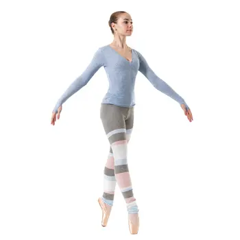 Capezio Cross Over Top, Damen Aufwärm-Top - Blau - sky blue