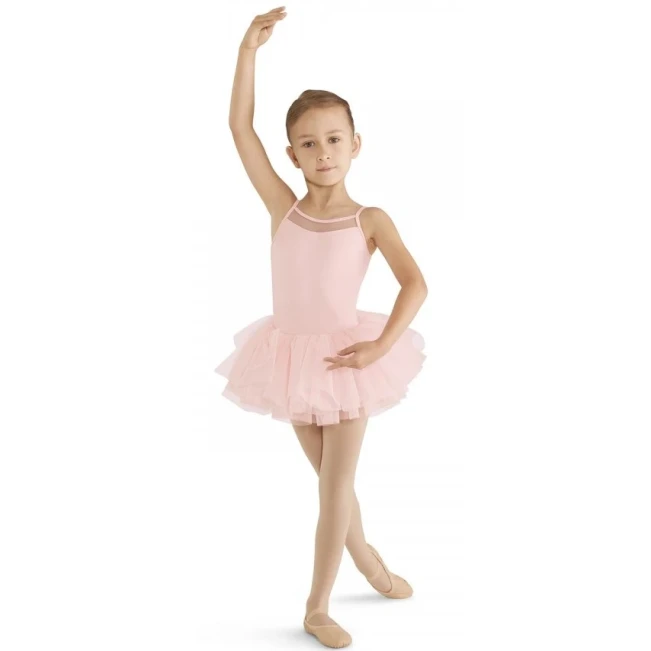Mirella M409C Cord mesh cami tutu dress, Kindertrikot mit Tutu-Rock