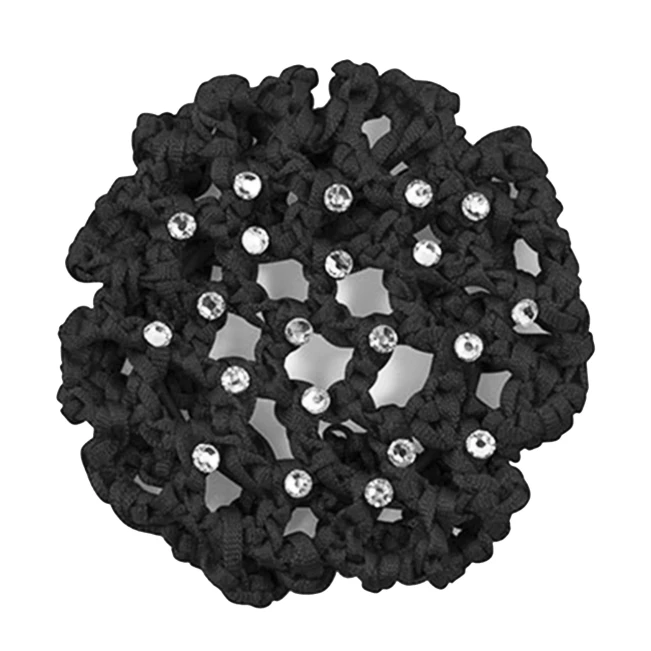 Rumpf Bun Cover, Farbige Haarnetz für Dutt mit Kristall Rumpf Bun Cover, Farbige Haarnetz für Dutt mit Kristall - Schwarz