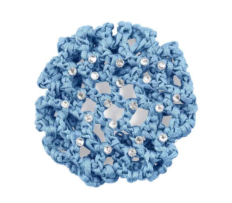 Rumpf Bun Cover, Farbige Haarnetz für Dutt mit Kristall - Blau - light blue