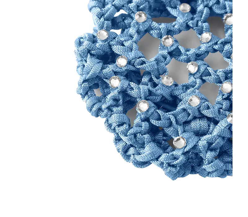 Rumpf Bun Cover, Farbige Haarnetz für Dutt mit Kristall - Blau - light blue