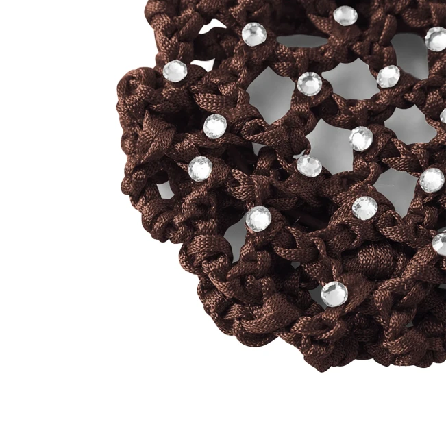 Rumpf Bun Cover, Farbige Haarnetz für Dutt mit Kristall - Kaffee Rumpf Bun Cover, Farbige Haarnetz für Dutt mit Kristall - Kaffee