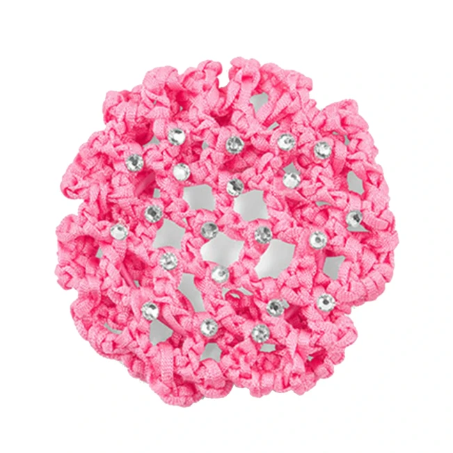 Rumpf Bun Cover, Farbige Haarnetz für Dutt mit Kristall Rumpf Bun Cover, Farbige Haarnetz für Dutt mit Kristall - Rosa - pink
