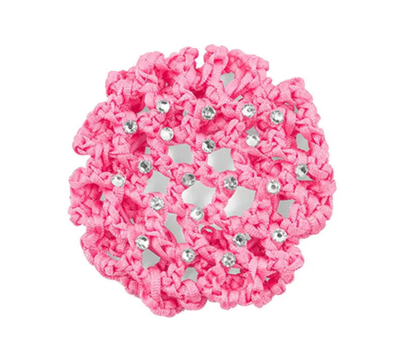 Rumpf Bun Cover, Farbige Haarnetz für Dutt mit Kristall - Rosa - pink