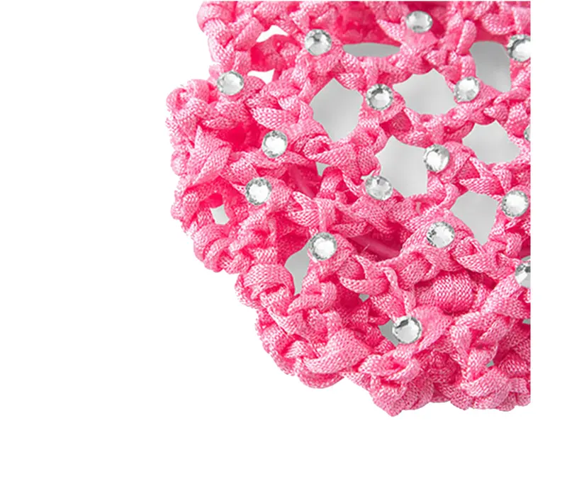 Rumpf Bun Cover, Farbige Haarnetz für Dutt mit Kristall - Rosa - pink