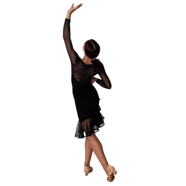 So Danca Elise ballroom, Mädchen-Tanztrikot mit dreiviertel-Ärmeln - Schwarz