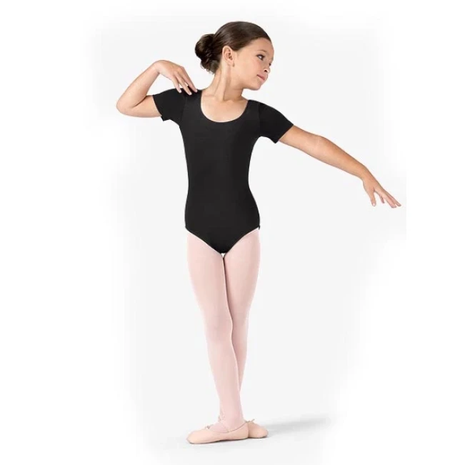Bloch Ballet, Kinder-Baumwoll Trikot mit kurzen Ärmeln - Schwarz
