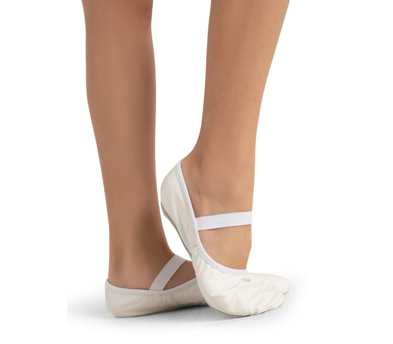 Capezio Luna, Leder-Tanzschläppchen für Anfänger - Weiss