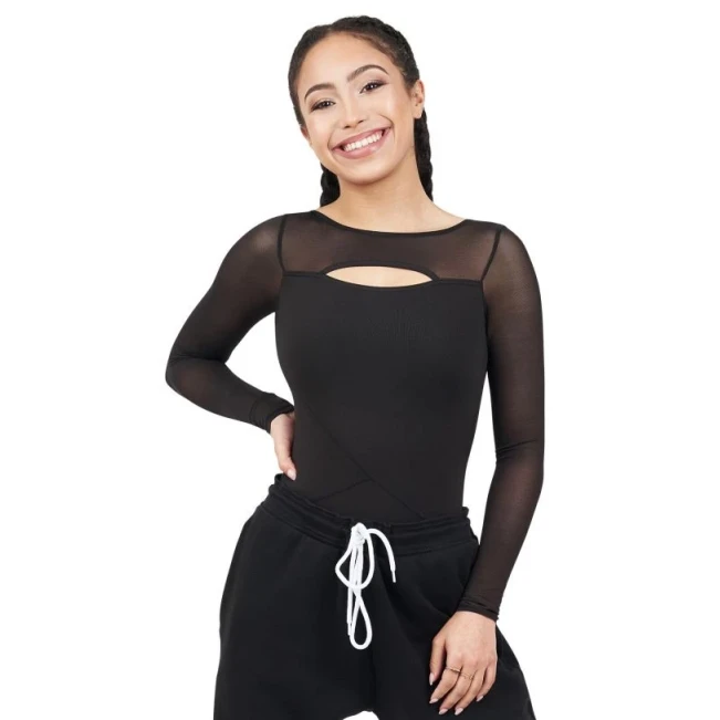 Capezio Dance Active Front Keyhole Langarm-Bodysuit, Damen-Bodysuit Capezio Dance Active Front Keyhole Langarm-Bodysuit, Damen-Bodysuit
