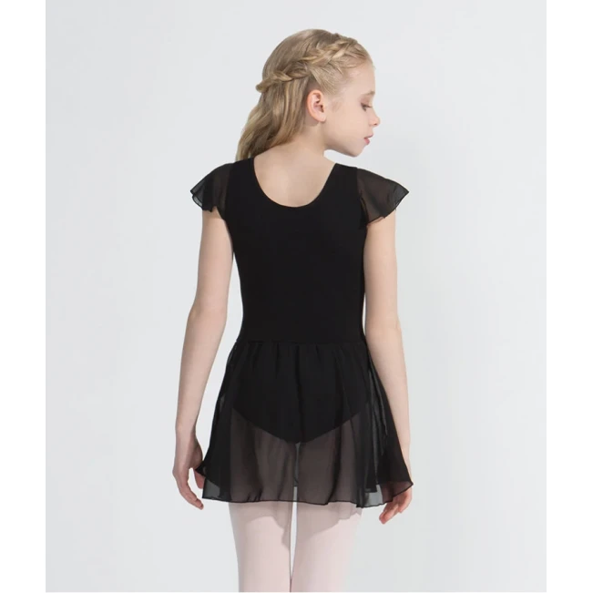 Capezio flutter sleeve dress, Tanztrikot mit Rock - Schwarz