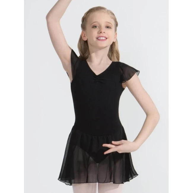 Capezio flutter sleeve dress, Tanztrikot mit Rock - Schwarz