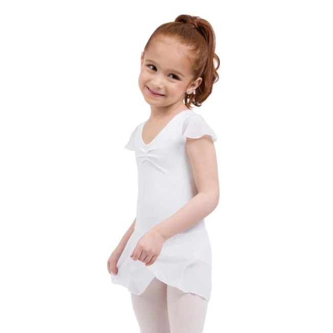 Capezio flutter sleeve dress, Tanztrikot mit Rock - Weiss
