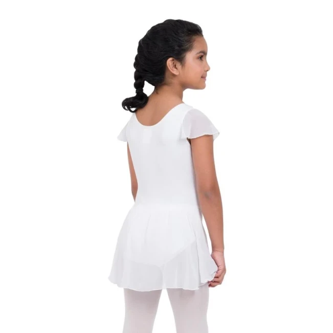 Capezio flutter sleeve dress, Tanztrikot mit Rock - Weiss