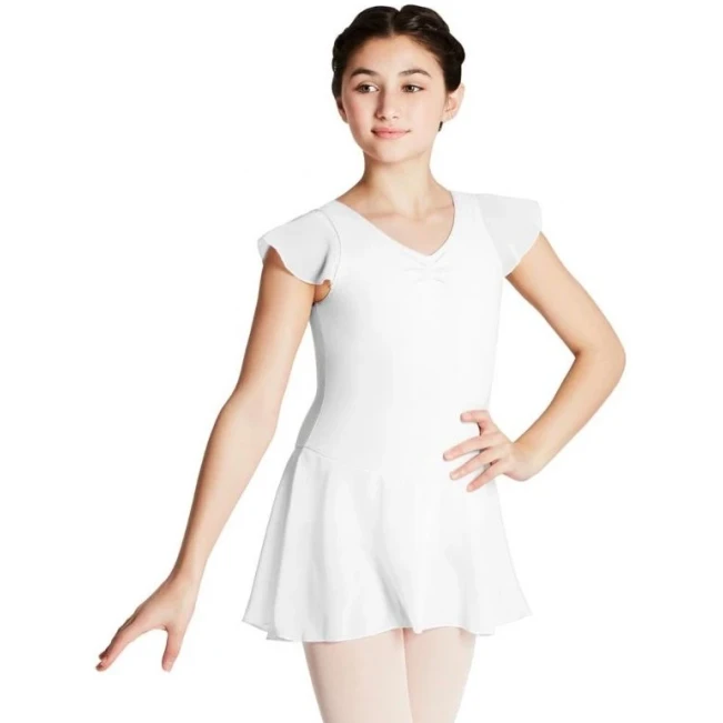 Capezio flutter sleeve dress, Tanztrikot mit Rock - Weiss