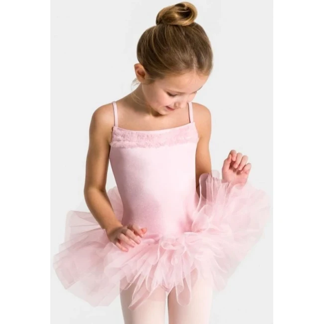 Capezio Ruffle Yoke, Kindertrikot mit Tutu-Rock - Rosa Capezio