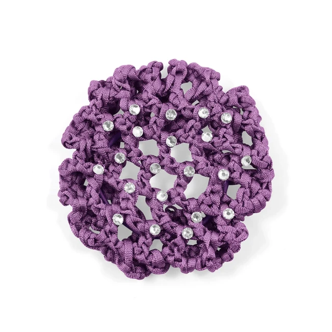 Rumpf Bun Cover, Farbige Haarnetz für Dutt mit Kristall - Lila - purple