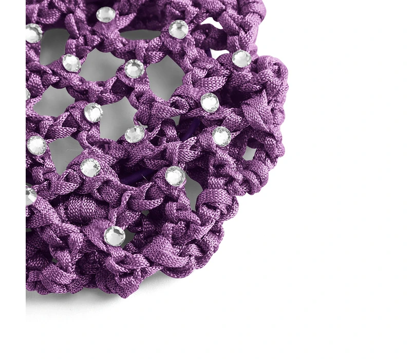 Rumpf Bun Cover, Farbige Haarnetz für Dutt mit Kristall - Lila - purple