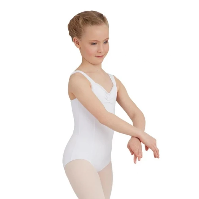 Capezio Wide Strap Leotard, Kindertrikot mit breiten Trägern - Weiss